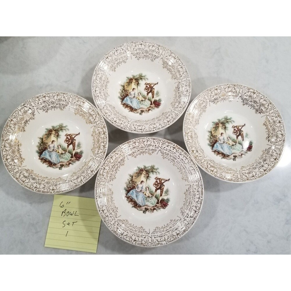 American Limoges 6" cereal Bowls – Triumph China d’Or – 22K Set of 4 vtg